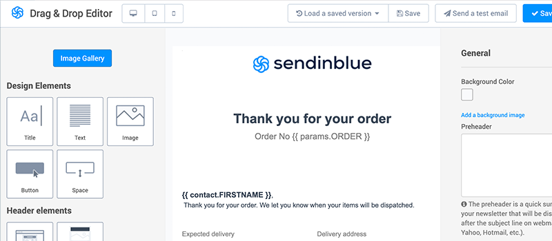 SendInBlue interface image
