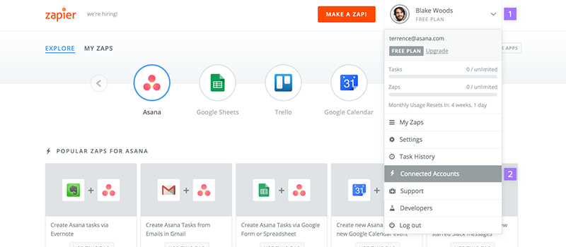 Zapier interface image